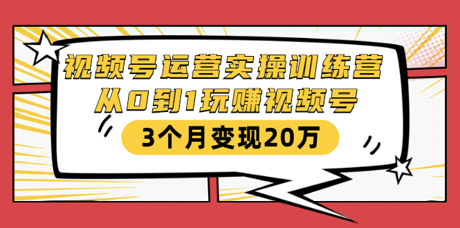 视频号运营实操训练营：从0到1玩赚视频号，3个月变现20万-ANQUYE-HENHENLU-26UUU[首页]
