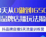 抖品牌店播5天流量训练营：28天从0做到1650万抖音品牌店播玩法揭秘-ANQUYE-HENHENLU-26UUU[首页]