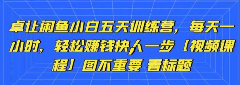 卓让闲鱼小白五天训练营，每天一小时，轻松赚钱快人一步-ANQUYE-HENHENLU-26UUU[首页]