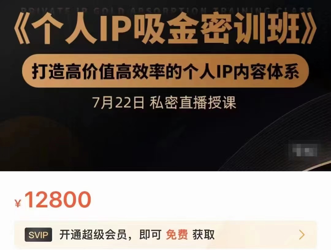 个人IP吸金密训班，打造高价值高效率的个人IP内容体系（价值12800元）-ANQUYE-HENHENLU-26UUU[首页]