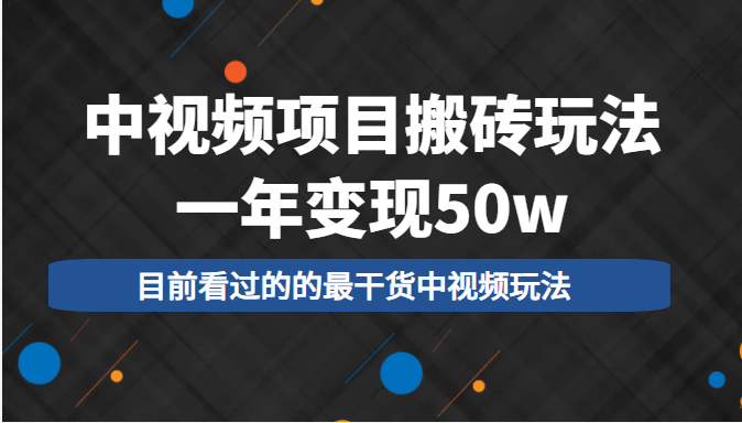 中视频项目搬砖玩法，一年变现50w，目前看过的的最干货中视频玩法-ANQUYE-HENHENLU-26UUU[首页]