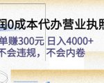 高利润0成本代办营业执照项目：一单赚300元日入4000+不会违规，不会内卷-ANQUYE-HENHENLU-26UUU[首页]