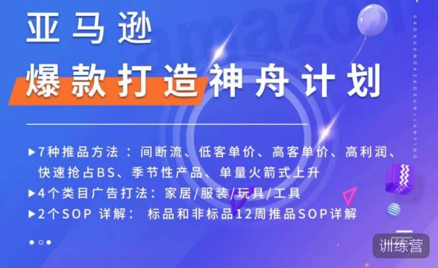 亚马逊爆款打造神舟计划，​7种推品方法，4个类目广告打法，2个SOP详解-ANQUYE-HENHENLU-26UUU[首页]