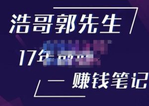 浩哥郭先生17年创业赚米笔记，打开你对很多东西的认知，让你知道原来赚钱或创业不单单是发力就行-ANQUYE-HENHENLU-26UUU[首页]