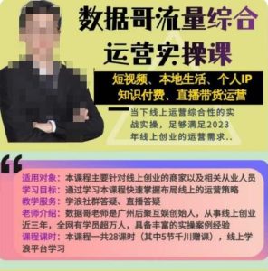 数据哥流量综合运营实操课：短视频、本地生活、个人IP知识付费、直播带货运营-ANQUYE-HENHENLU-26UUU[首页]