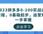2023拼多多0-100实战运营教程，0基础起步，运营知识一手掌握-ANQUYE-HENHENLU-26UUU[首页]