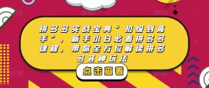 拼多多实战宝典“初级到高手”，新手小白必看拼多多课程，带你全方位解读拼多多各种玩法-ANQUYE-HENHENLU-26UUU[首页]
