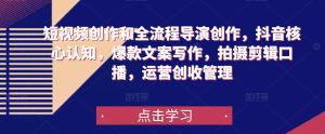 短视频创作和全流程导演创作，抖音核心认知，爆款文案写作，拍摄剪辑口播，运营创收管理-ANQUYE-HENHENLU-26UUU[首页]