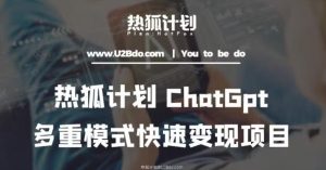 热狐计划：王大陆ChatGpt多重变现实操课，多种模式快速变现-ANQUYE-HENHENLU-26UUU[首页]