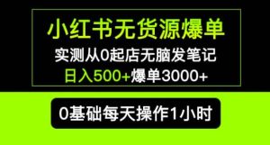 小红书无货源爆单实测从0起店无脑发笔记爆单3000+长期项目可多店-ANQUYE-HENHENLU-26UUU[首页]