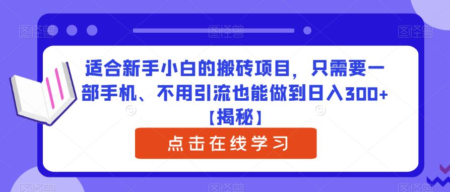 适合新手小白的搬砖项目，只需要一部手机、不用引流也能做到日入300+【揭秘】-ANQUYE-HENHENLU-26UUU[首页]