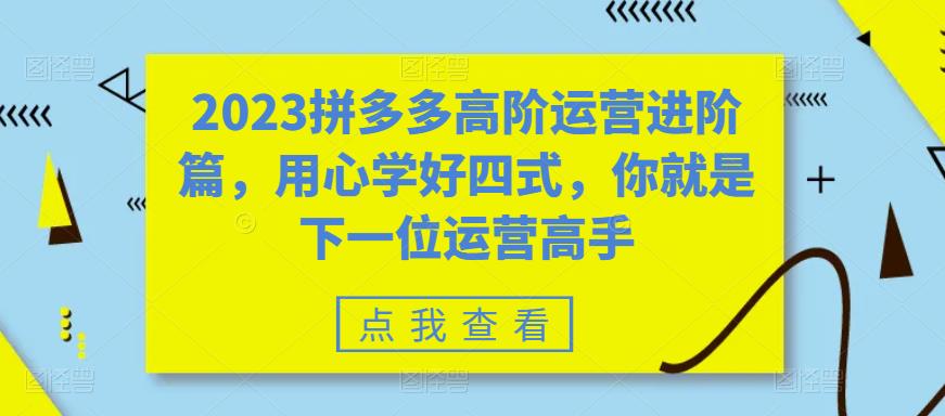2023拼多多高阶运营进阶篇，用心学好四式，你就是下一位运营高手-ANQUYE-HENHENLU-26UUU[首页]