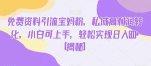 免费资料引流宝妈粉，私域高利润转化，小白可上手，轻松实现日入600+【揭秘】-ANQUYE-HENHENLU-26UUU[首页]