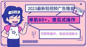 2023最新玩法短视频广告撸金，亲测单机收益80+，可矩阵，傻瓜式操作，小白可上手【揭秘】-ANQUYE-HENHENLU-26UUU[首页]
