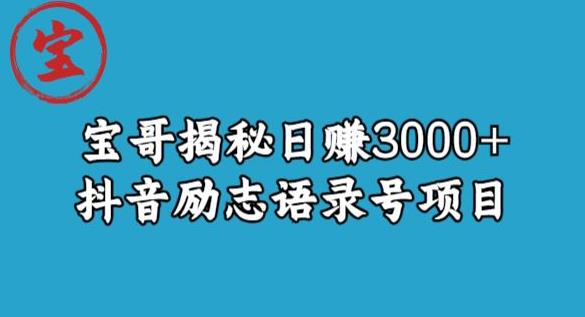 宝哥揭秘日赚3000+抖音励志语录号短视频变现项目-ANQUYE-HENHENLU-26UUU[首页]