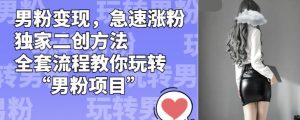 男粉变现，急速涨粉独家二创方法，全套流程教你玩转“男粉项目”【揭秘】-ANQUYE-HENHENLU-26UUU[首页]