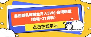 靠短剧私域掘金月入5W小白闭眼做（教程+2T资料）-ANQUYE-HENHENLU-26UUU[首页]