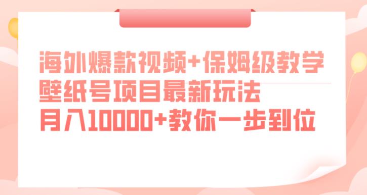 海外爆款视频+保姆级教学，壁纸号项目最新玩法，月入10000+教你一步到位【揭秘】-ANQUYE-HENHENLU-26UUU[首页]