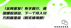 【全网首发】有手就行，微信爆粉项目，下一个月入10万的就是你（附实操视频）【揭秘】-ANQUYE-HENHENLU-26UUU[首页]