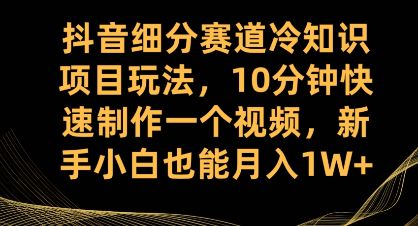 抖音细分赛道冷知识项目玩法，10分钟快速制作一个视频，新手小白也能月入1W+【揭秘】-ANQUYE-HENHENLU-26UUU[首页]