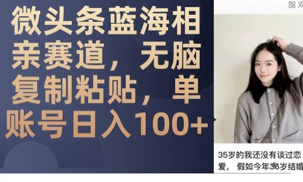 微头条蓝海相亲赛道，无脑复制粘贴，单账号日入100+-ANQUYE-HENHENLU-26UUU[首页]