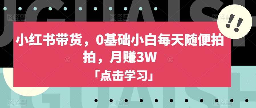小红书带货，0基础小白每天随便拍拍，月赚3W【揭秘】-ANQUYE-HENHENLU-26UUU[首页]