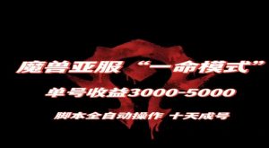 魔兽亚服一命模式，10天成号-单号3千-5千，脚本全自动操作，保姆级教学【揭秘】-ANQUYE-HENHENLU-26UUU[首页]