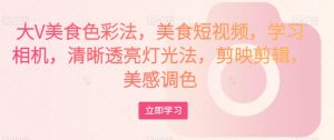 大V美食色彩法，美食短视频，学习相机，清晰透亮灯光法，剪映剪辑，美感调色-ANQUYE-HENHENLU-26UUU[首页]
