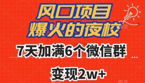 全网首发，爆火的夜校，7天加满6个微信群，变现2w+【揭秘】-ANQUYE-HENHENLU-26UUU[首页]