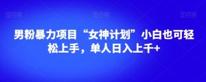 男粉暴力项目“女神计划”小白也可轻松上手，单人日入上千+【揭秘】-ANQUYE-HENHENLU-26UUU[首页]