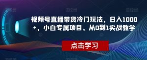 视频号直播带货冷门玩法，日入1000+，小白专属项目，从0到1实战教学【揭秘】-ANQUYE-HENHENLU-26UUU[首页]