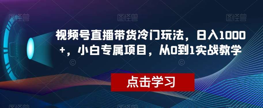 视频号直播带货冷门玩法，日入1000+，小白专属项目，从0到1实战教学【揭秘】-ANQUYE-HENHENLU-26UUU[首页]