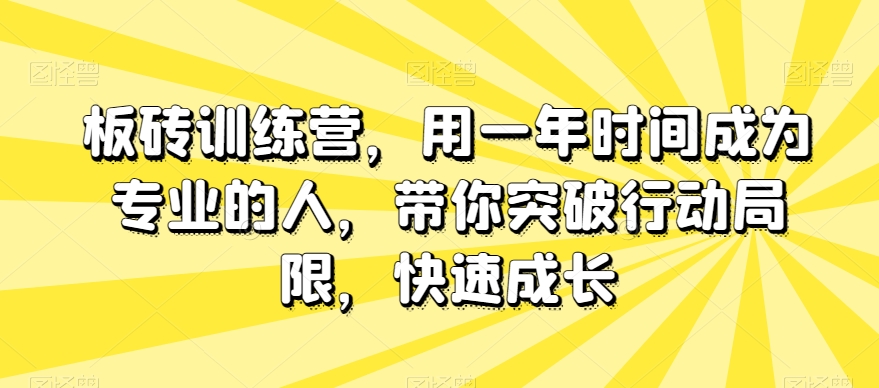 板砖训练营，用一年时间成为专业的人，带你突破行动局限，快速成长-ANQUYE-HENHENLU-26UUU[首页]