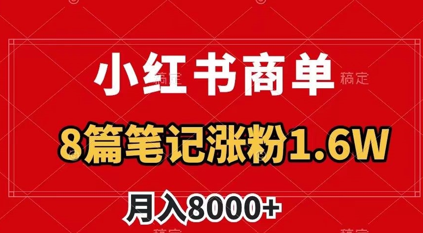 小红书商单最新玩法，8篇笔记涨粉1.6w，作品制作简单，月入8000+【揭秘】-ANQUYE-HENHENLU-26UUU[首页]