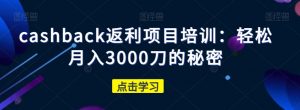 cashback返利项目培训：轻松月入3000刀的秘密-ANQUYE-HENHENLU-26UUU[首页]