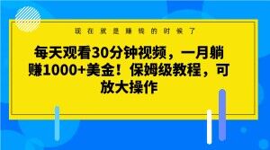每天观看30分钟视频，一月躺赚1000+美金！保姆级教程，可放大操作【揭秘】-ANQUYE-HENHENLU-26UUU[首页]