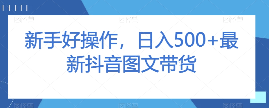 新手好操作，日入500+最新抖音图文带货【揭秘】-ANQUYE-HENHENLU-26UUU[首页]