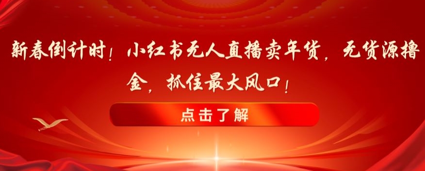 新春倒计时！小红书无人直播卖年货，无货源撸金，抓住最大风口【揭秘】-ANQUYE-HENHENLU-26UUU[首页]