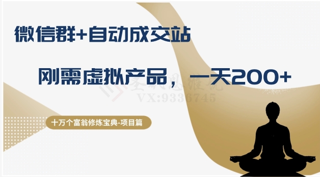 十万个富翁修炼宝典之8.微信群+自动成交站，刚需虚拟产品，一天200+-ANQUYE-HENHENLU-26UUU[首页]