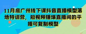 11月底广州线下课抖音直播模型落地特训营，短视频锤爆直播间的平播可复制模型-ANQUYE-HENHENLU-26UUU[首页]
