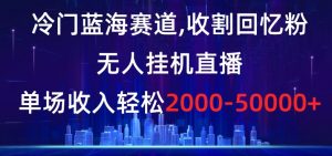 冷门蓝海赛道，收割回忆粉，无人挂机直播，单场收入轻松2000-5w+【揭秘】-ANQUYE-HENHENLU-26UUU[首页]