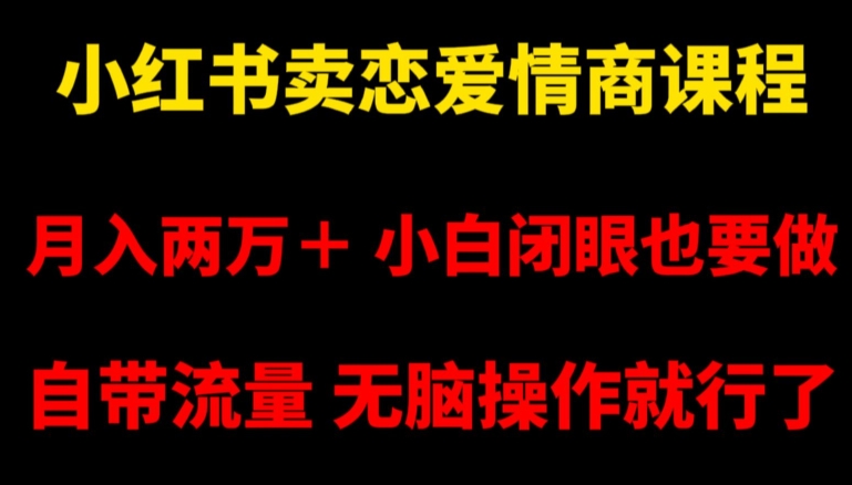 小红书卖恋爱情商课程，月入两万＋，小白闭眼也要做，自带流量，无脑操作就行了【揭秘】-ANQUYE-HENHENLU-26UUU[首页]