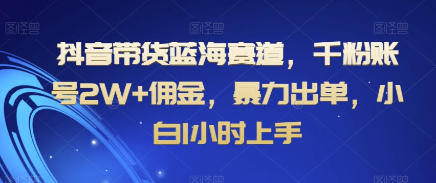 抖音带货蓝海赛道，千粉账号2W+佣金，暴力出单，小白1小时上手【揭秘】-ANQUYE-HENHENLU-26UUU[首页]