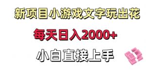 新项目小游戏文字玩出花日入2000+，每天只需一小时，小白直接上手【揭秘】-ANQUYE-HENHENLU-26UUU[首页]
