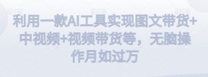 利用一款AI工具实现图文带货+中视频+视频带货等，无脑操作月如过万【揭秘】-ANQUYE-HENHENLU-26UUU[首页]