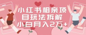 小红书相亲项目玩法拆解，有人通过这个副业项目做到了月收入2万多【揭秘】-ANQUYE-HENHENLU-26UUU[首页]