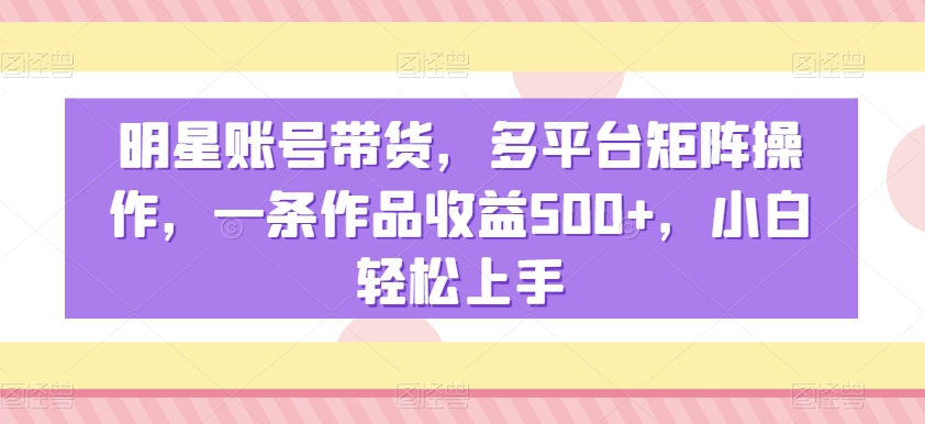明星账号带货，多平台矩阵操作，一条作品收益500+，小白轻松上手【揭秘】-ANQUYE-HENHENLU-26UUU[首页]