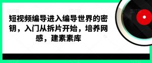 短视频编导进入编导世界的密钥，入门从拆片开始，培养网感，建素素库-ANQUYE-HENHENLU-26UUU[首页]