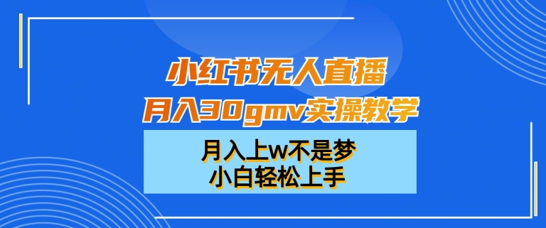 小红书无人直播月入30gmv实操教学，月入上w不是梦，小白轻松上手【揭秘】-ANQUYE-HENHENLU-26UUU[首页]