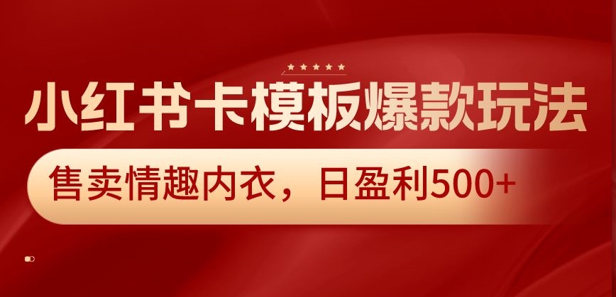 小红书卡模板爆款玩法，售卖情趣内衣，日盈利500+【揭秘】-ANQUYE-HENHENLU-26UUU[首页]